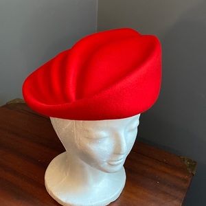 Vintage Morgan Taylor Red Wool Beret